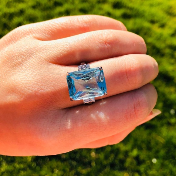 NEW Aquamarine Sterling Silver Ring - Picture 4 of 7